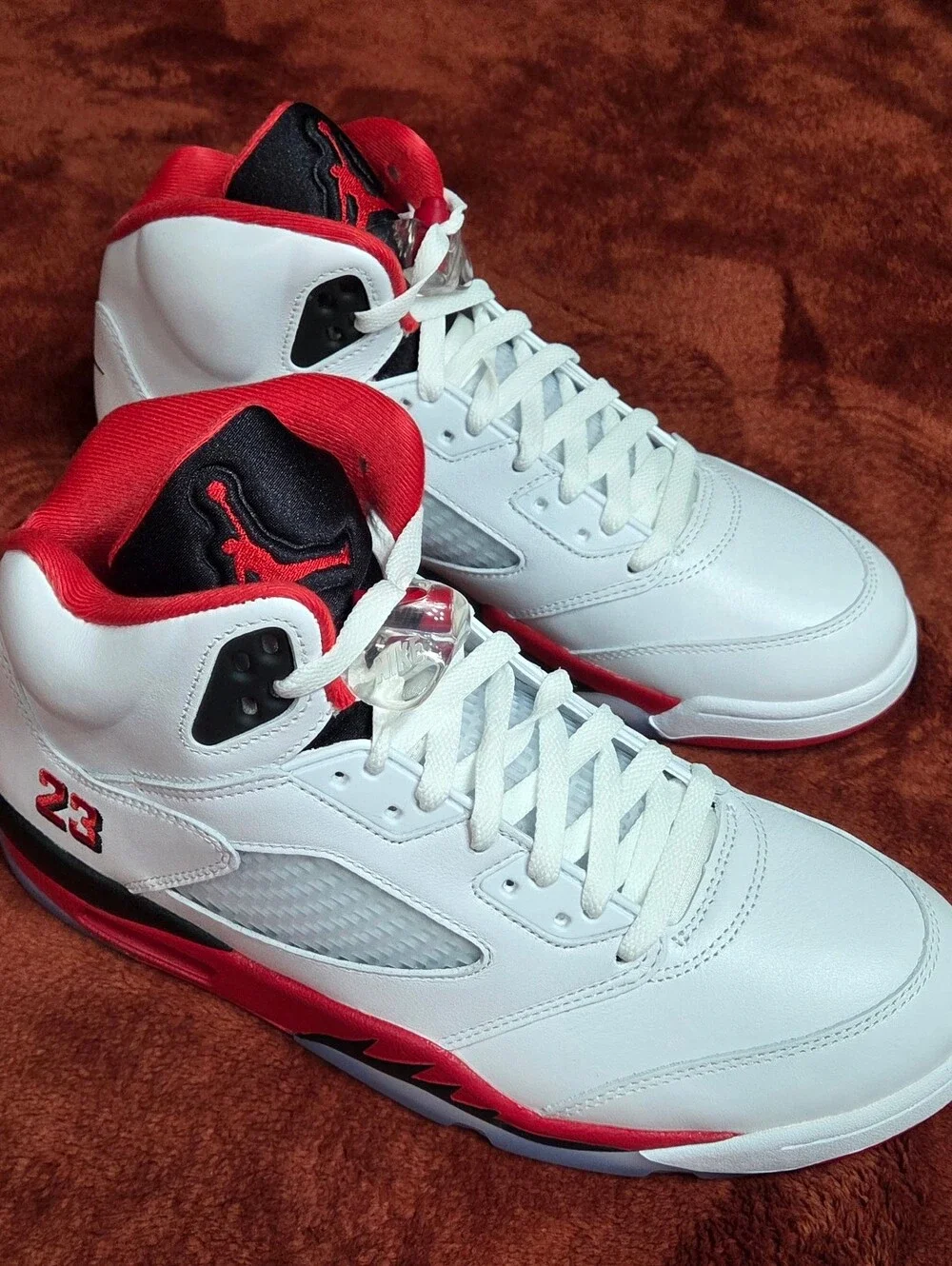 Men's White & Red Basketball High-Top Sneakers